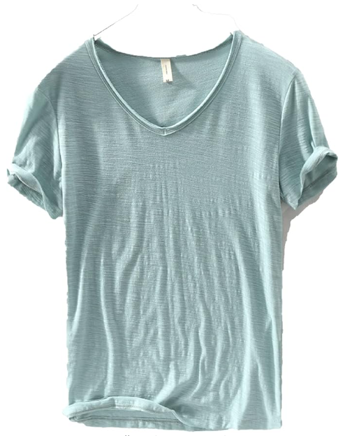 Camisa de lino y algodón para hombre con cuello en V
