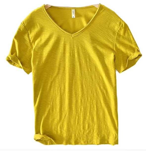 Camisa de lino y algodón para hombre con cuello en V