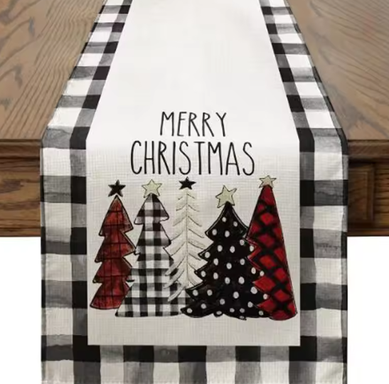 Nordivine Kerstboom vloermat met plaid design – absorberend en antislip