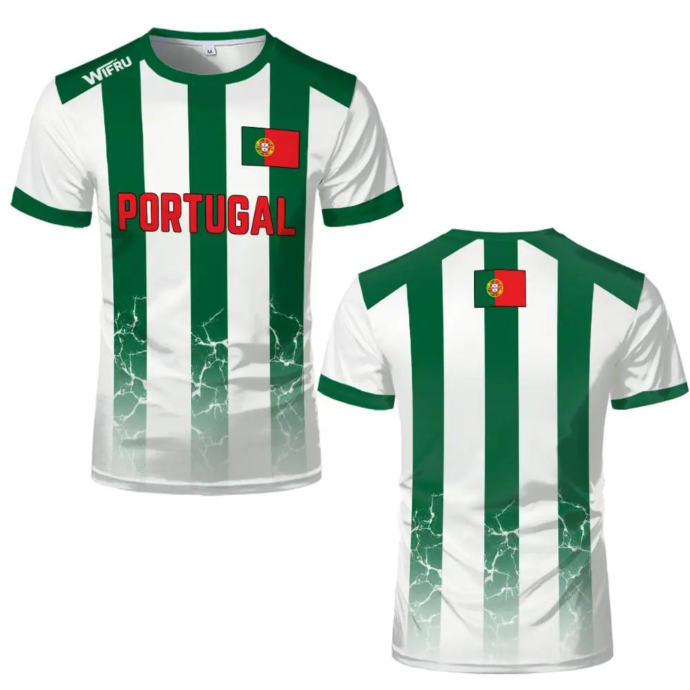 2026 New Portugal Flag Print Jersey Summer Outdoor Breathable Quick-drying Football Tee Men's And Women's Sporty Crew Neck Top VestraGear