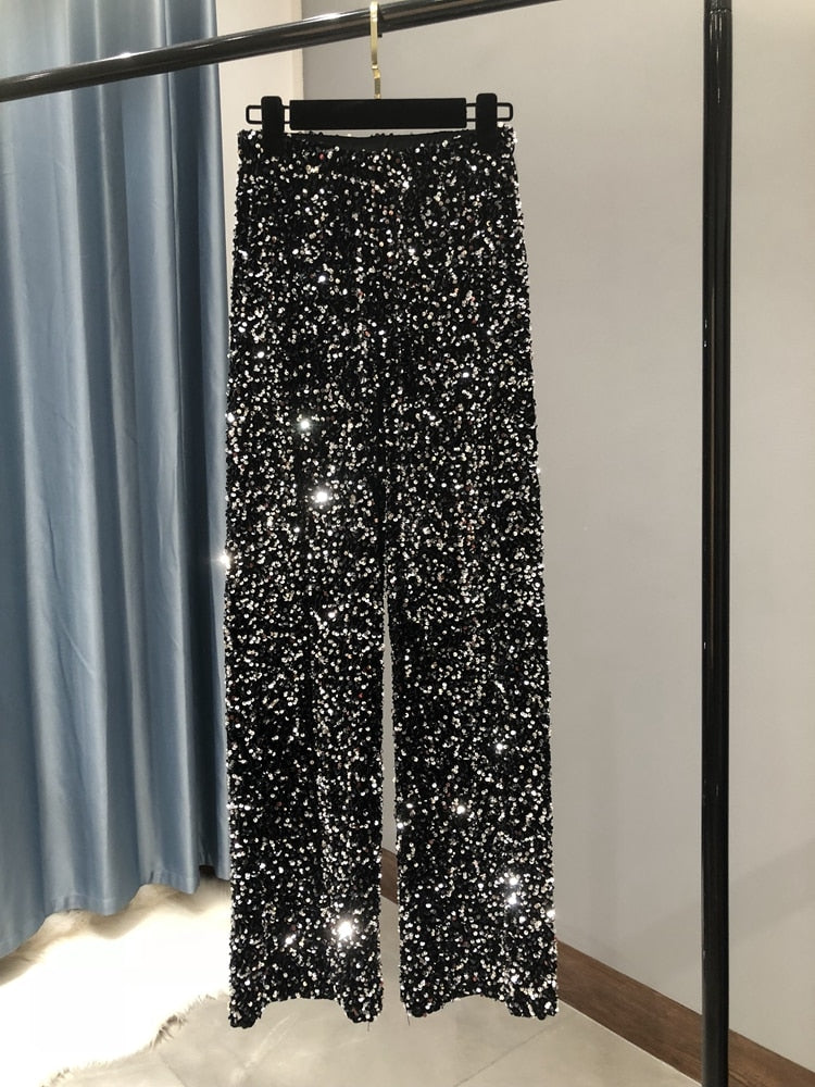 Tanya Broek | Losse Glitter Broek voor Glamoureuze en Comfortabele Looks