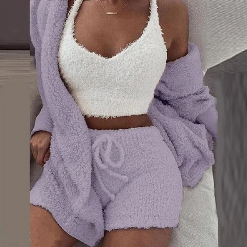 Conjunto de pijama de 3 piezas para mujer – suave, cómodo y con una bata de estilo elegante