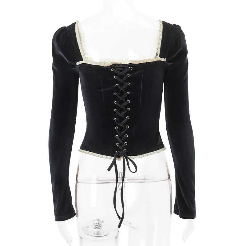 Melzano Anita - corpiño negro con mangas longas