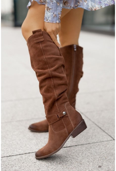 Hannah - Botas de señora retro resistentes e cómodas ata o xeonllo