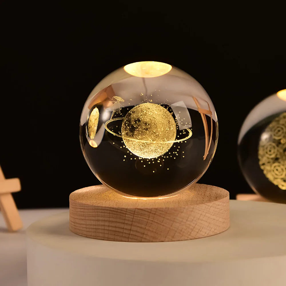 CrystalNova – Bola de cristal sistema solar gravado 3D – Decoración para o fogar agasallo