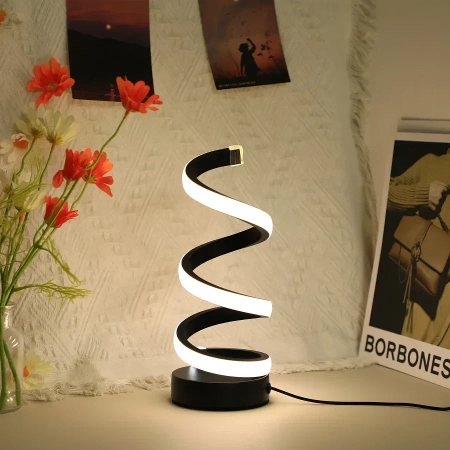 FlexiGlow moderna lámpada de escritorio en forma de S - iluminación elegante para oficina