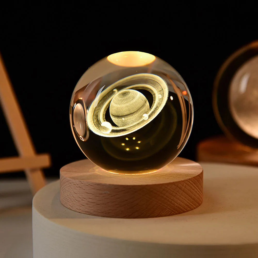 CrystalNova – Bola de cristal sistema solar gravado 3D – Decoración para o fogar agasallo