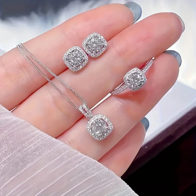 Elariva juego de joyas para mujer – collar elegante, pendientes y anillo ajustable