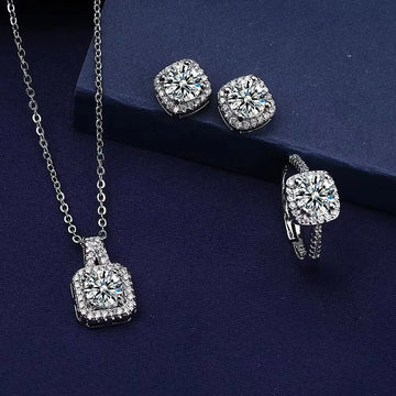 Elariva juego de joyas para mujer – collar elegante, pendientes y anillo ajustable