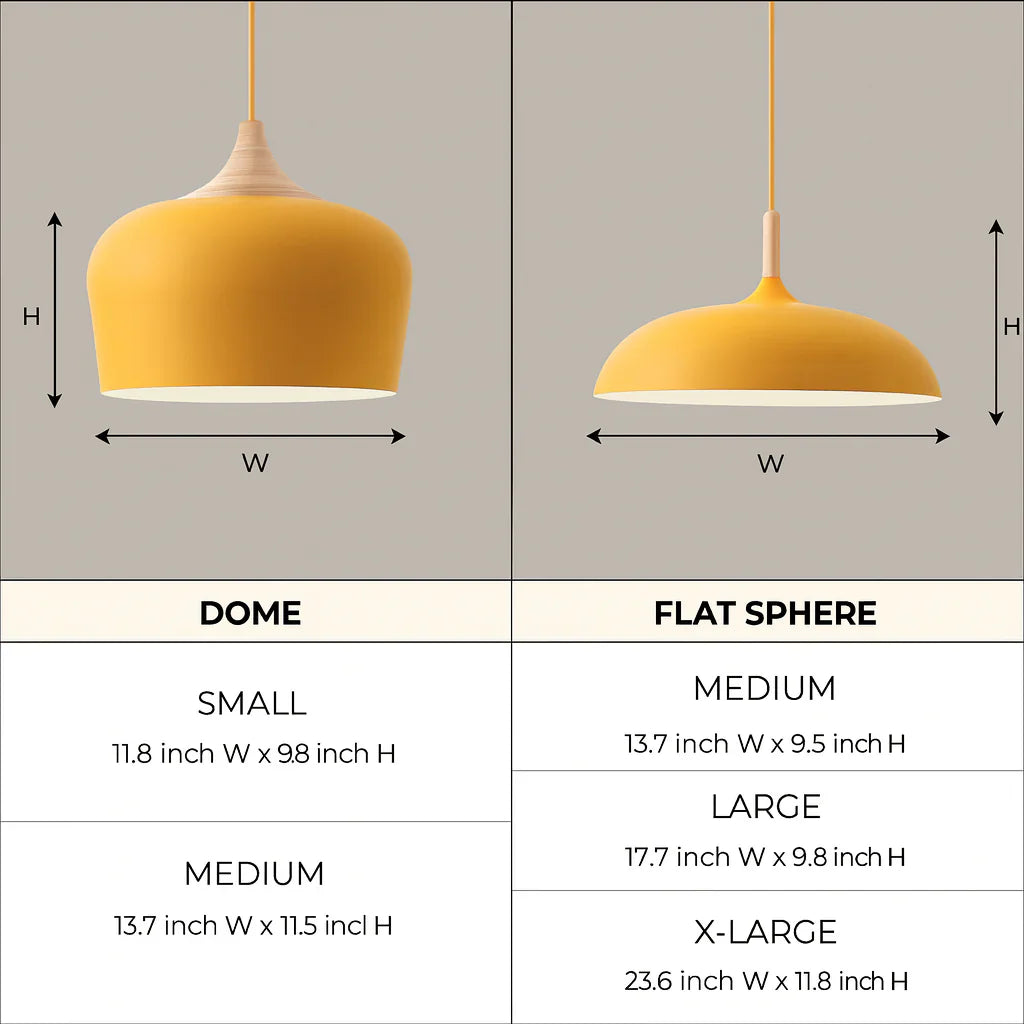 Pastelume – Lámpara colgante retro con madeira e pantalla metálica de cores pastel