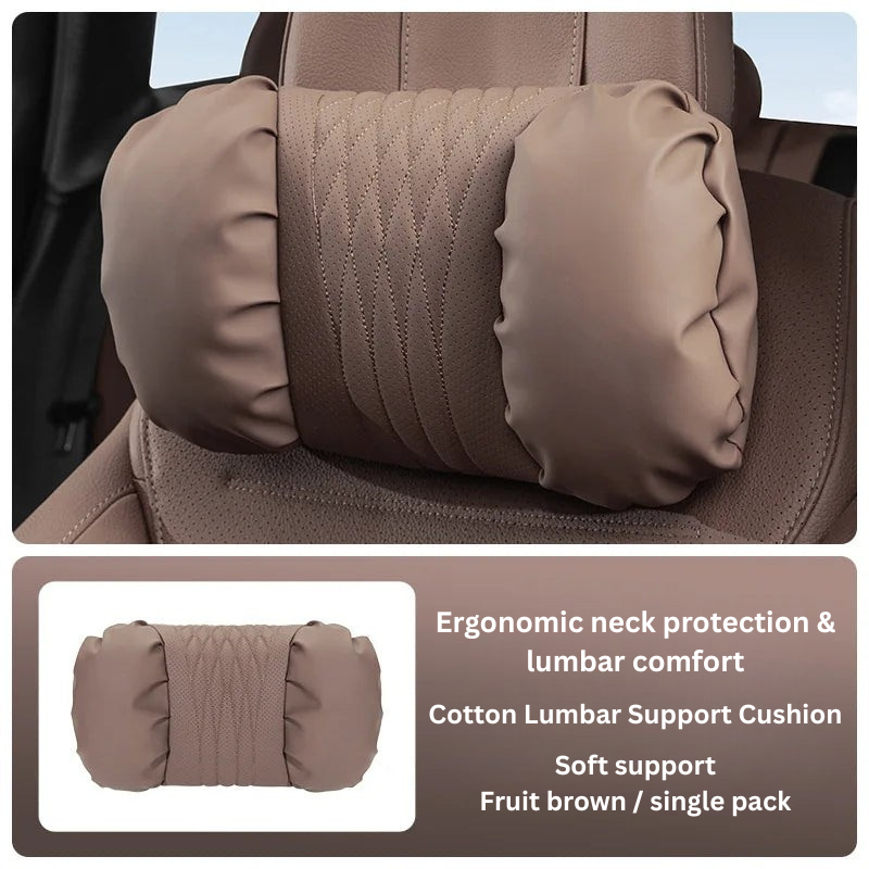 Hoofdsteun & Lendensteun Auto – Nappa-Look PU, Zachte Vulling & 2-delig
