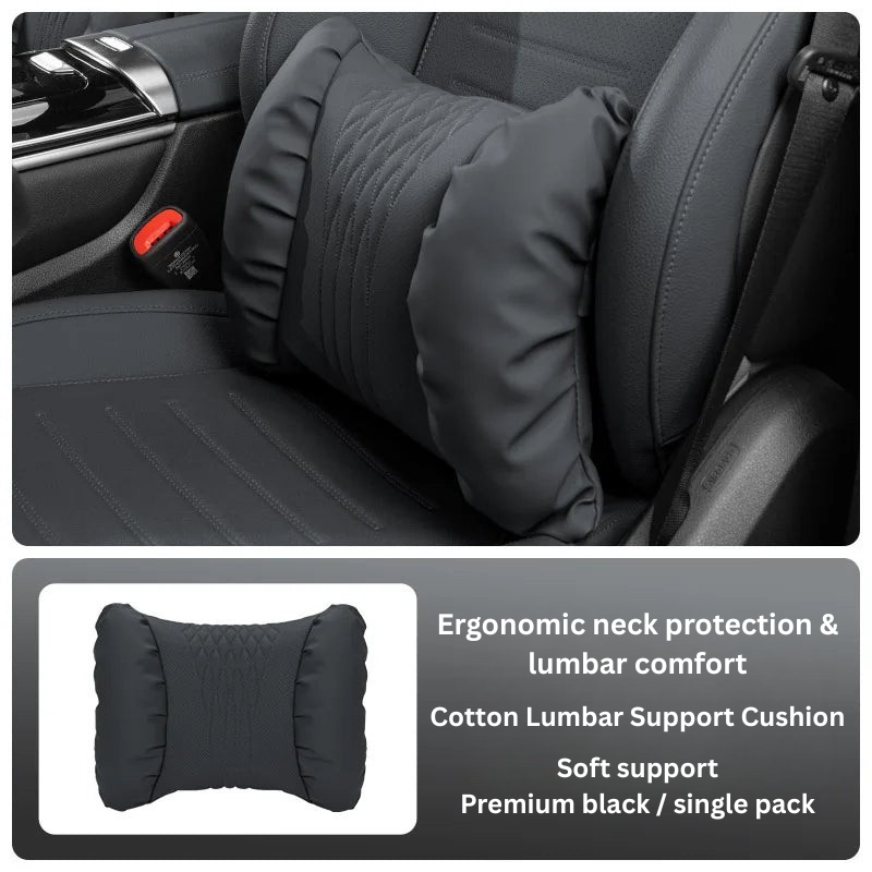 Hoofdsteun & Lendensteun Auto – Nappa-Look PU, Zachte Vulling & 2-delig