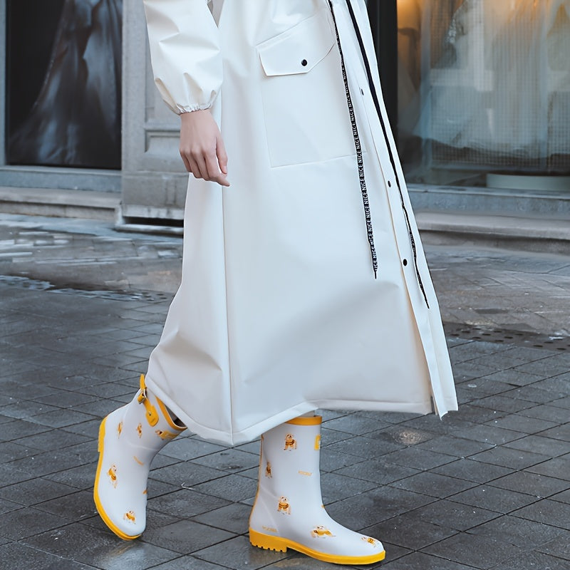 Sophie – Abrigo de lluvia impermeable para mujer con capucha en blanco, elegante y práctico