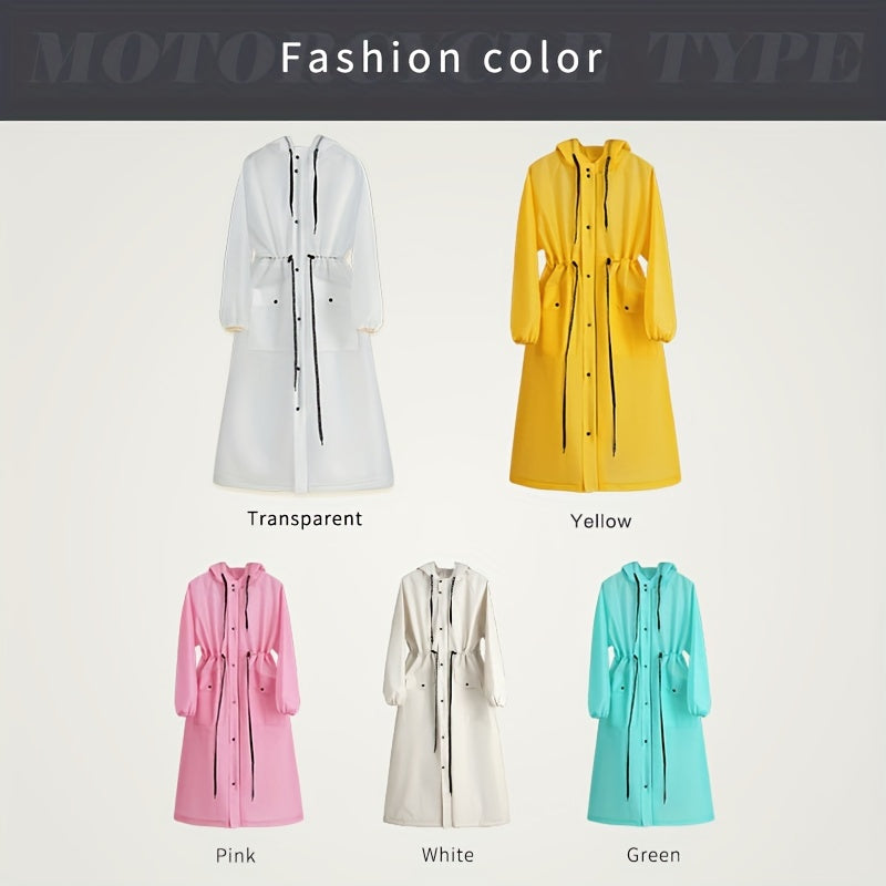 Sophie – Abrigo de lluvia impermeable para mujer con capucha en blanco, elegante y práctico
