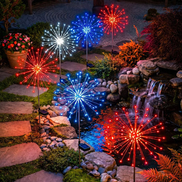Padverlichting op zonne-energie – sprankelend rood, wit en blauw langs je oprit