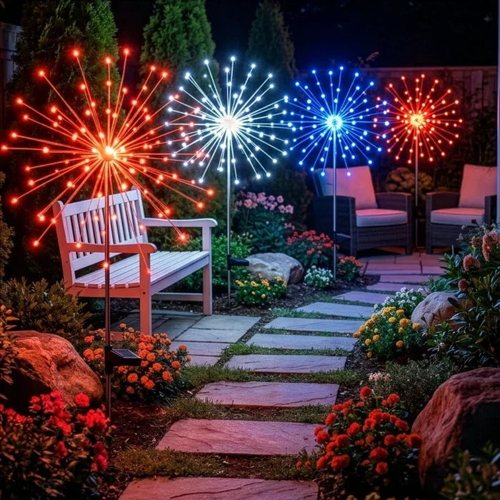 Padverlichting op zonne-energie – sprankelend rood, wit en blauw langs je oprit