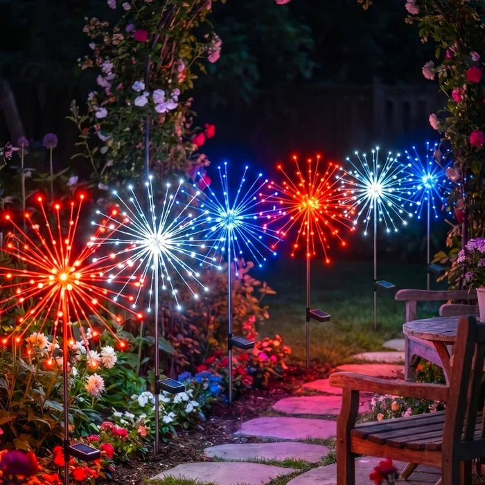 Padverlichting op zonne-energie – sprankelend rood, wit en blauw langs je oprit