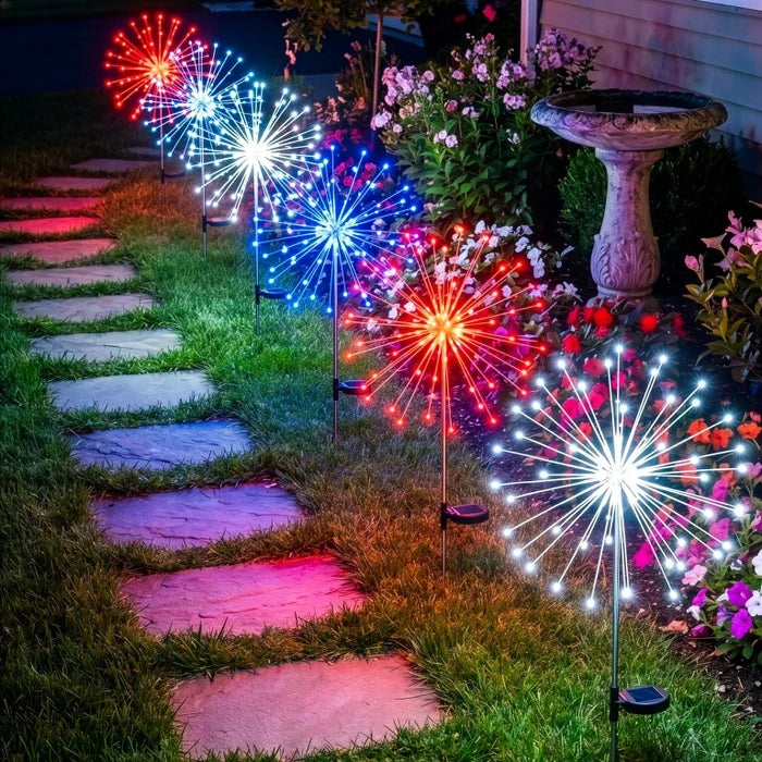 Padverlichting op zonne-energie – sprankelend rood, wit en blauw langs je oprit