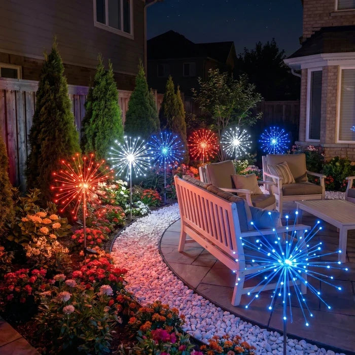 Padverlichting op zonne-energie – sprankelend rood, wit en blauw langs je oprit