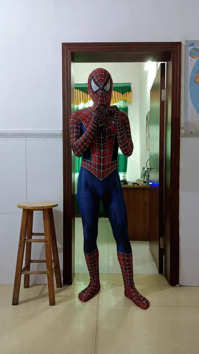 HeroMorph Spiderman Kostuum – Rood Blauw 3D Geprint Zentai Suit Volwassenen