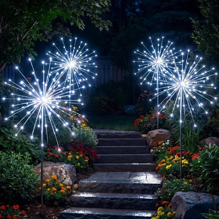 Sterrenlamp voor de border – koelwitte lichtdraden op zonne-energie met prikpen