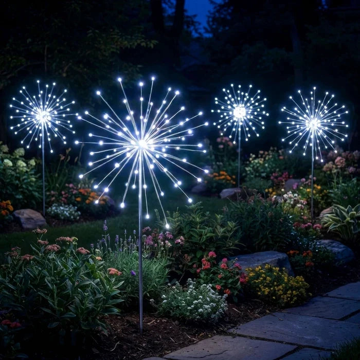 Sterrenlamp voor de border – koelwitte lichtdraden op zonne-energie met prikpen
