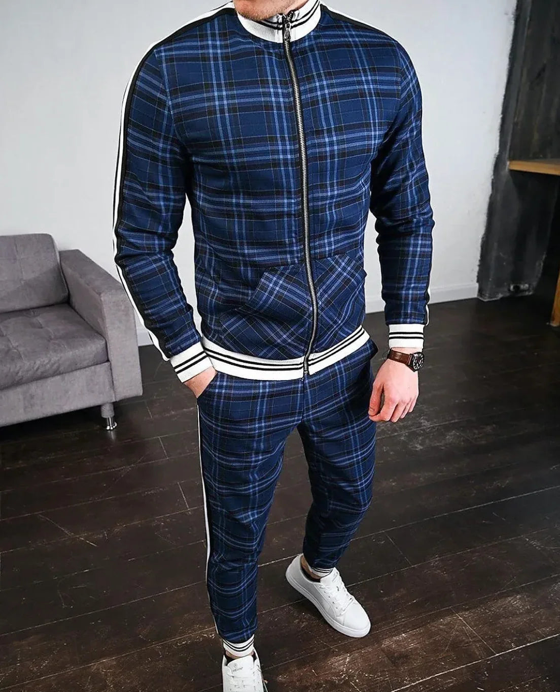 Stylish Men's Training Set with Check Pattern – Dorian 1