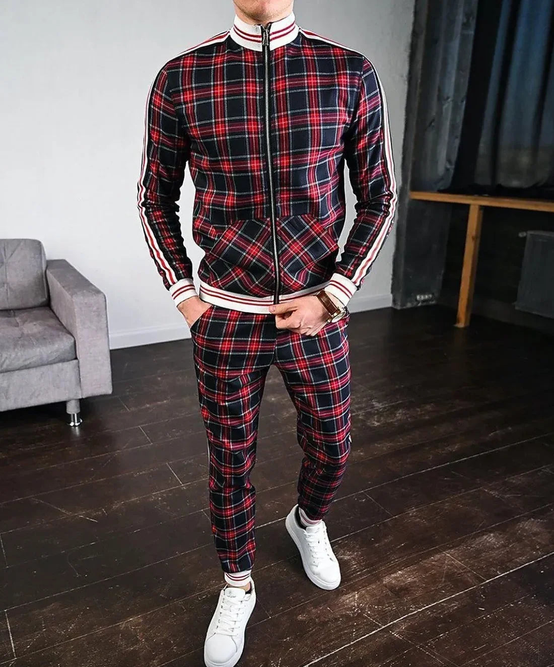 Stylish Men's Training Set with Check Pattern – Dorian 2