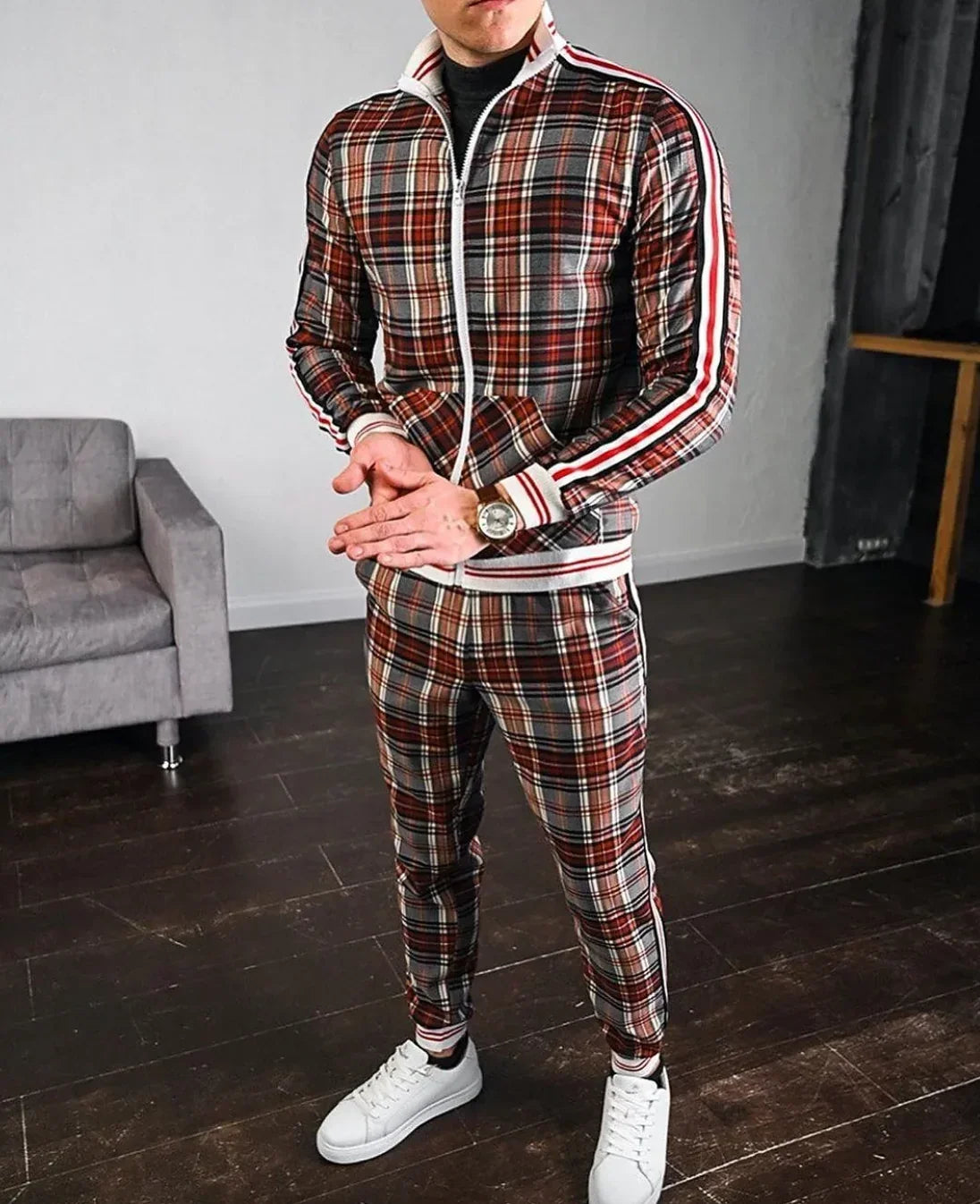 Stylish Men's Training Set with Check Pattern – Dorian 4