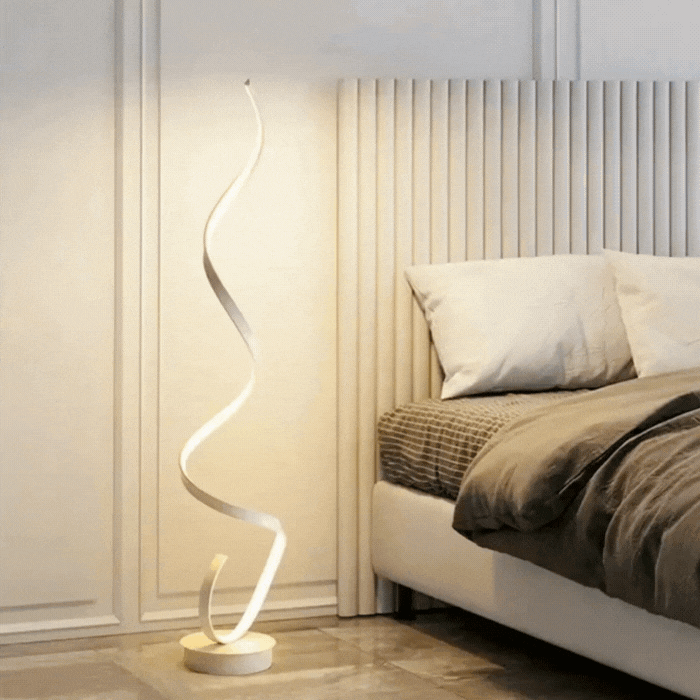 Lámpara de pé espiral LED Estambul – Luz cálida regulable e deseño moderno