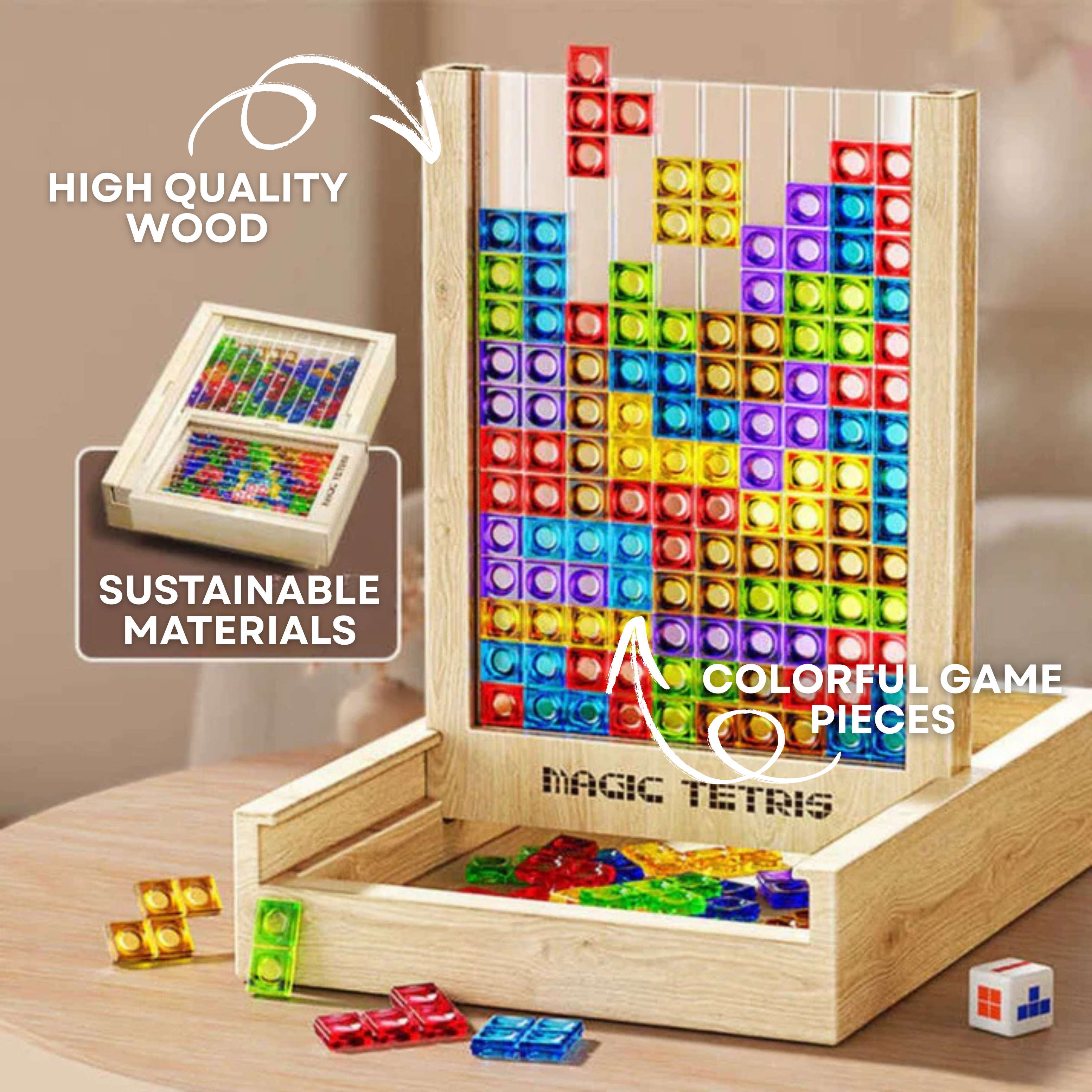 Ecoblock – Tablero de Tetris de madera educativo y sostenible – para todas las edades