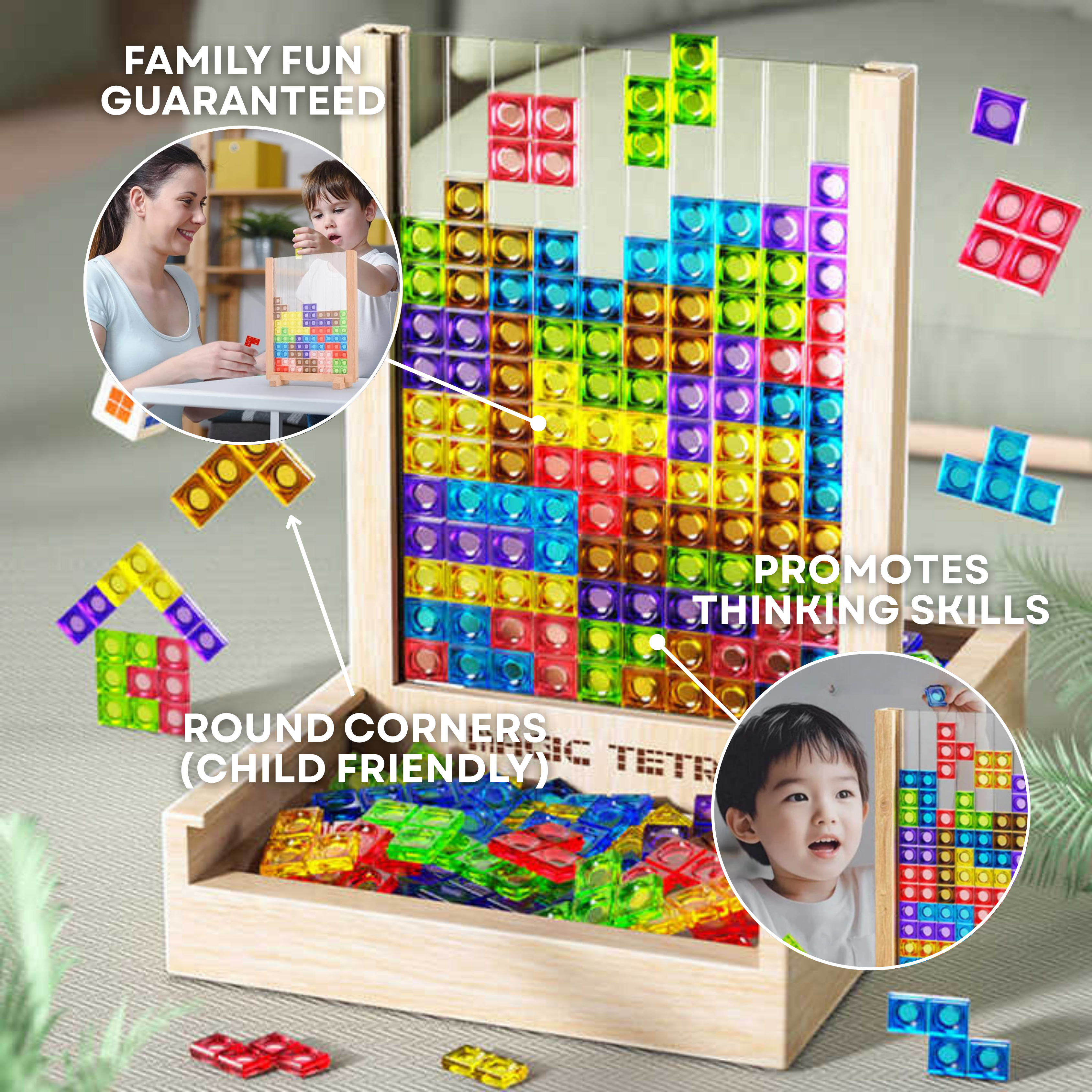 Ecoblock – Tablero de Tetris de madera educativo y sostenible – para todas las edades