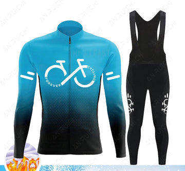 Cyclovar Fleece Cycling Set Men – Thermal Winter Set with Windproof 5D Silicone Pad & UV Protection