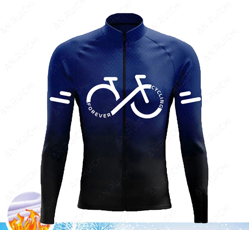 Cyclovar Fleece Cycling Set Men – Thermal Winter Set with Windproof 5D Silicone Pad & UV Protection
