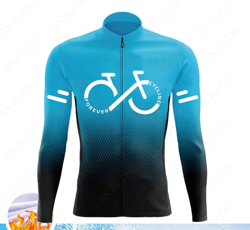 Cyclovar Fleece Cycling Set Men – Thermal Winter Set with Windproof 5D Silicone Pad & UV Protection