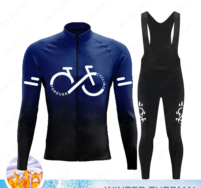 Cyclovar Fleece Cycling Set Men – Thermal Winter Set with Windproof 5D Silicone Pad & UV Protection