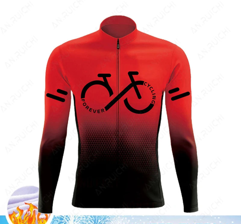 Cyclovar Fleece Cycling Set Men – Thermal Winter Set with Windproof 5D Silicone Pad & UV Protection