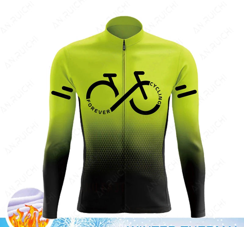 Cyclovar Fleece Cycling Set Men – Thermal Winter Set with Windproof 5D Silicone Pad & UV Protection