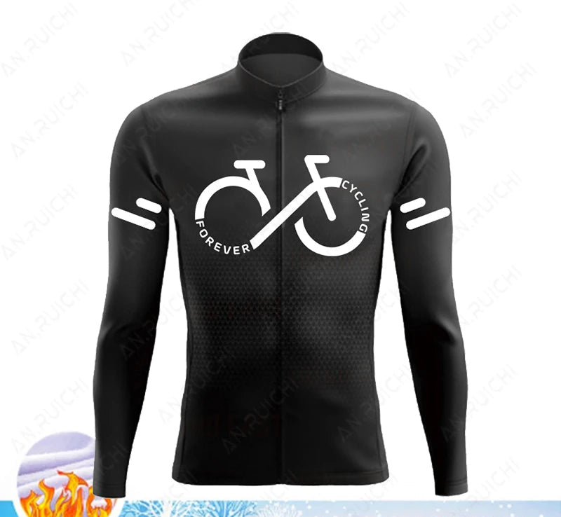 Cyclovar Fleece Cycling Set Men – Thermal Winter Set with Windproof 5D Silicone Pad & UV Protection