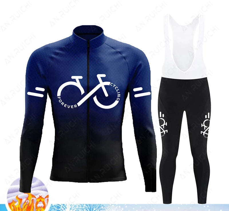 Cyclovar Fleece Cycling Set Men – Thermal Winter Set with Windproof 5D Silicone Pad & UV Protection
