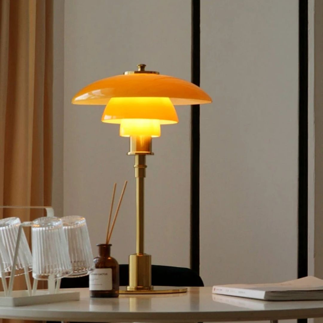 Lena – lámpara de mesa LED de vidrio diseño escandinavo – para espacio de vida y trabajo