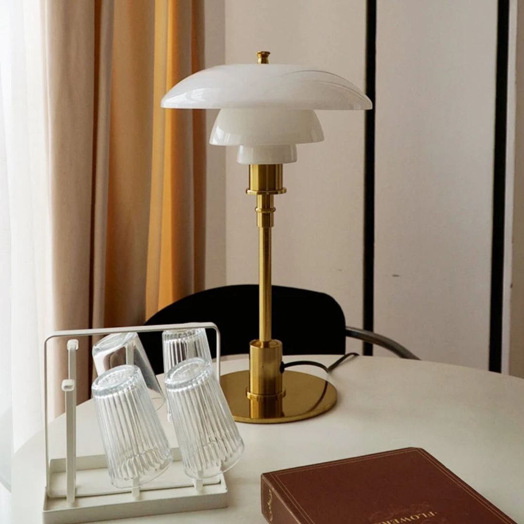 Lena – lámpara de mesa LED de vidrio diseño escandinavo – para espacio de vida y trabajo