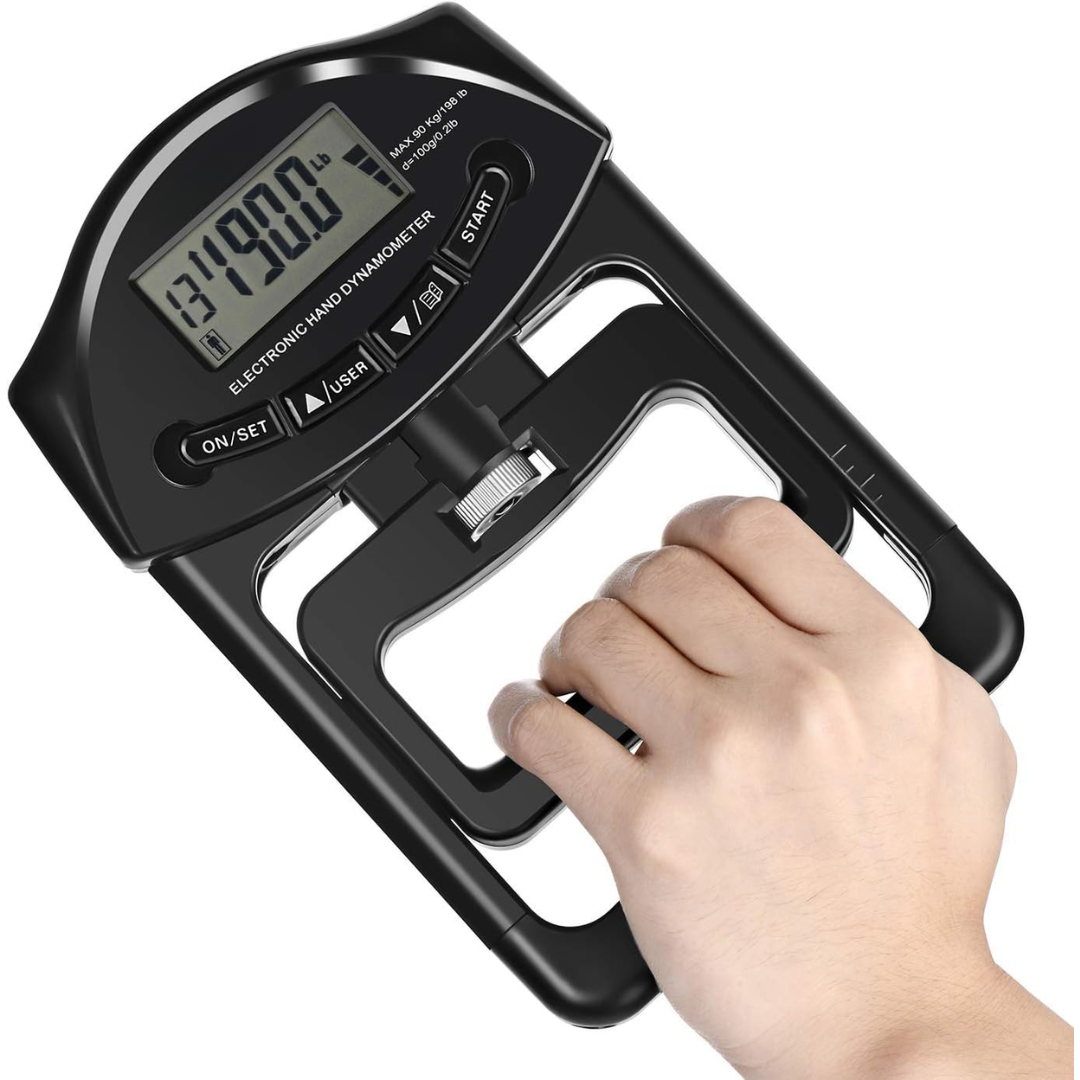 Medidor de fuerza manual digital Gripmaster – Medición precisa hasta 90 kg