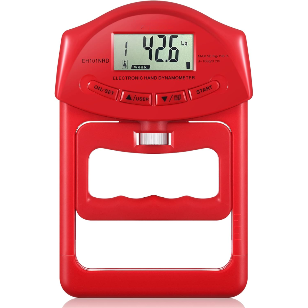 Medidor de fuerza manual digital Gripmaster – Medición precisa hasta 90 kg