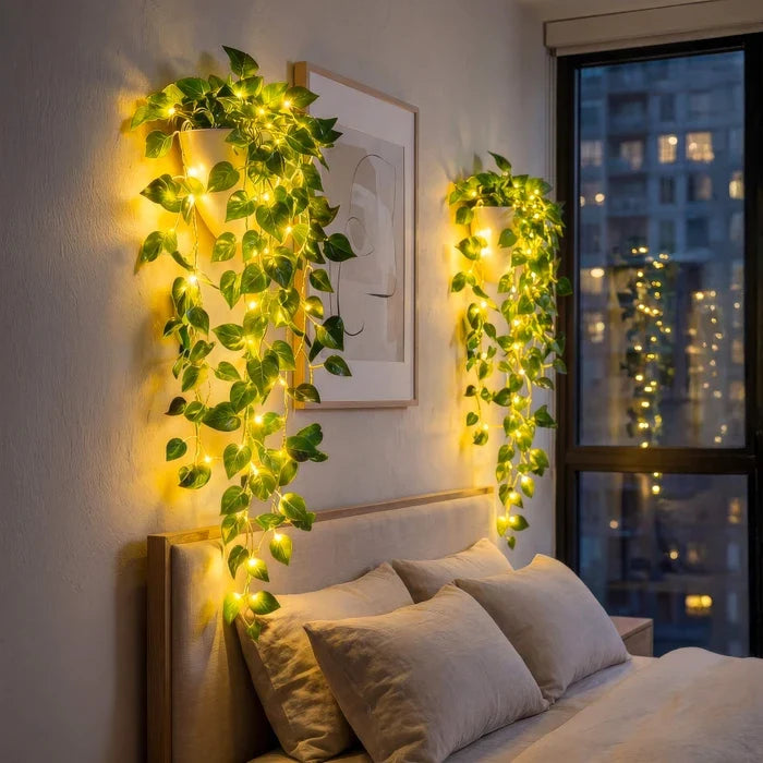 Kunstplant met verlichting – klimopranken met warme ledjes voor donkere plekken