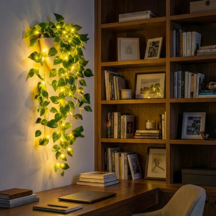 Kunstplant met verlichting – klimopranken met warme ledjes voor donkere plekken