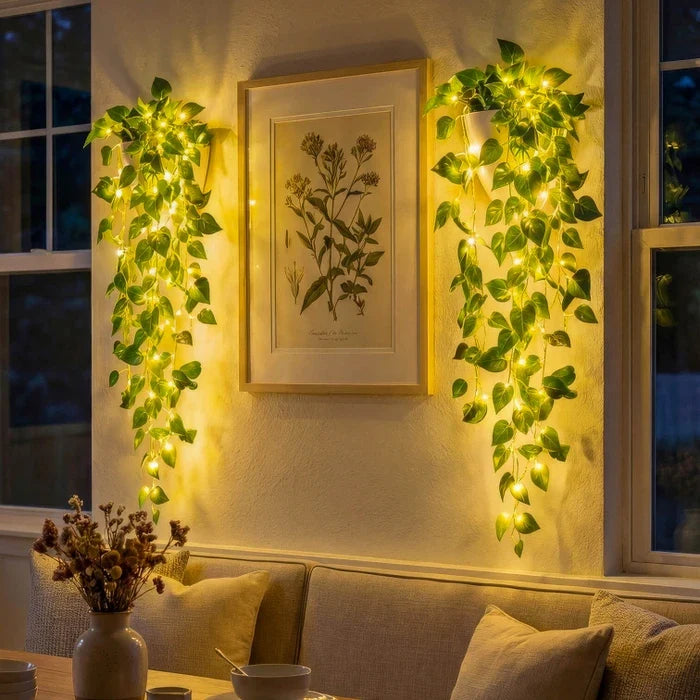 Kunstplant met verlichting – klimopranken met warme ledjes voor donkere plekken