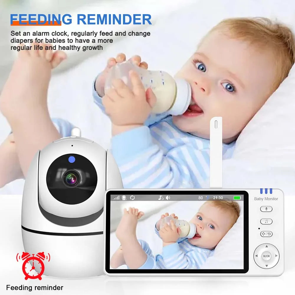Video-Babyphone mit Kamera, 5 Zoll HD-Bildschirm, Nachtsicht und Temperatursensor  