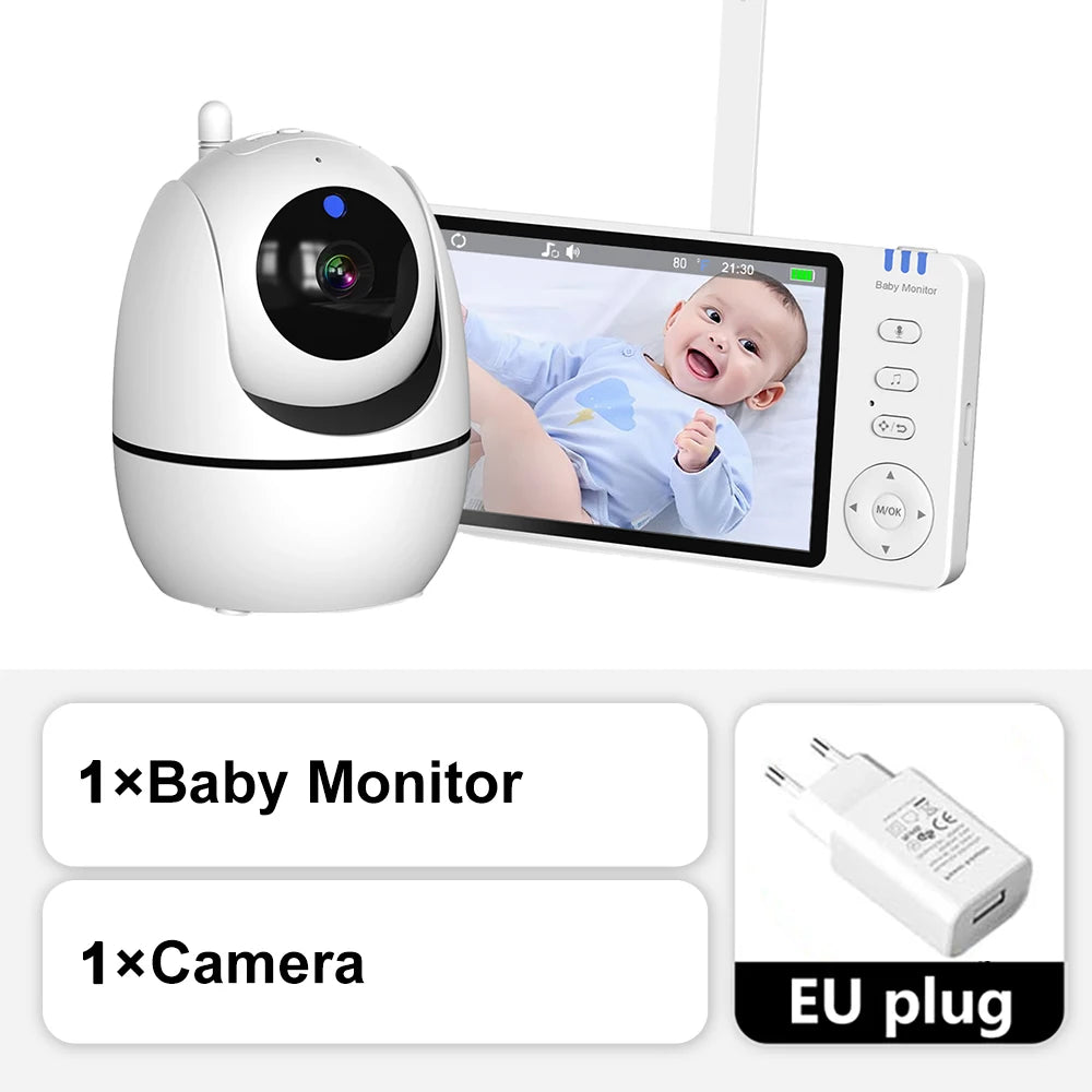 Video-Babyphone mit Kamera, 5 Zoll HD-Bildschirm, Nachtsicht und Temperatursensor  