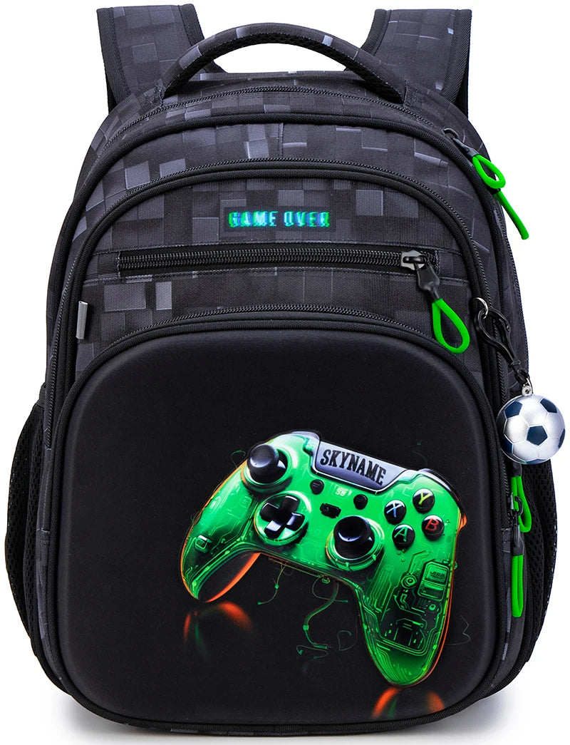 Jungen-Rucksack – geräumige Schultasche mit Game-Print und verstellbaren Gurten